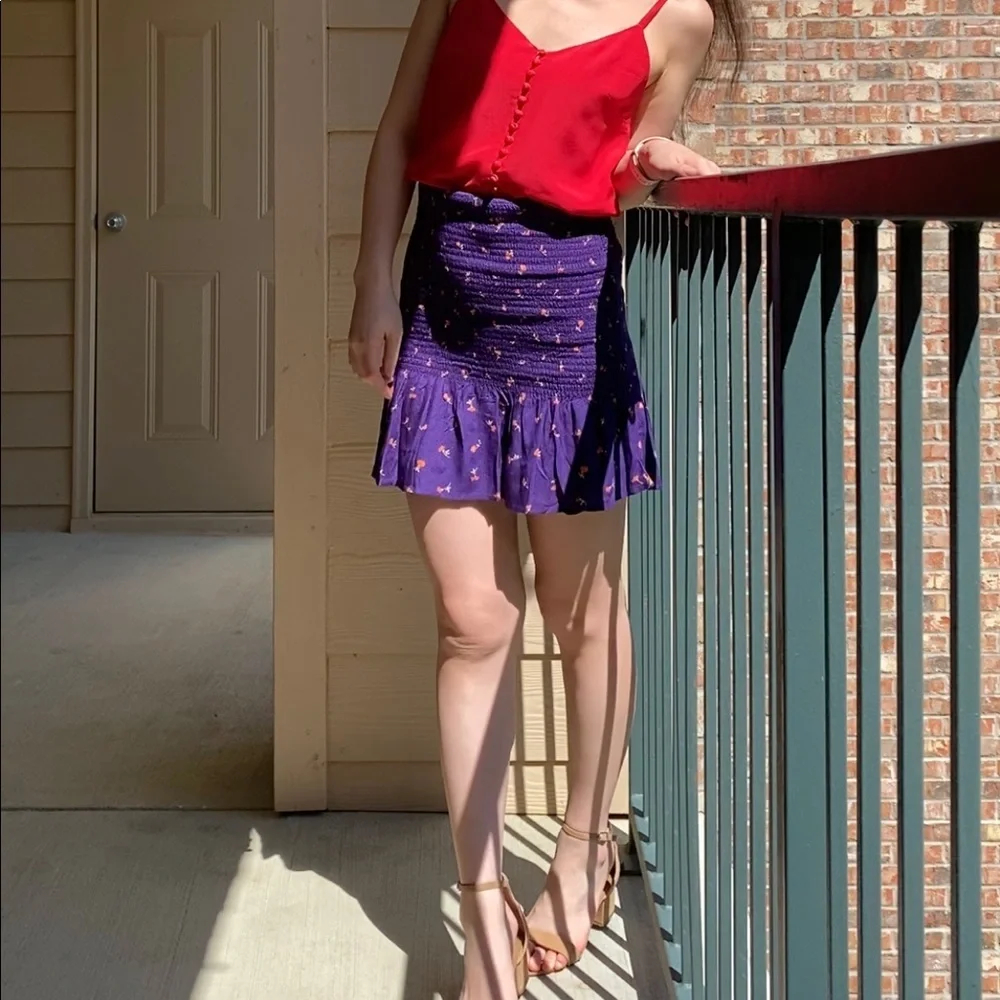 UO Purple Floral Mini Skirt